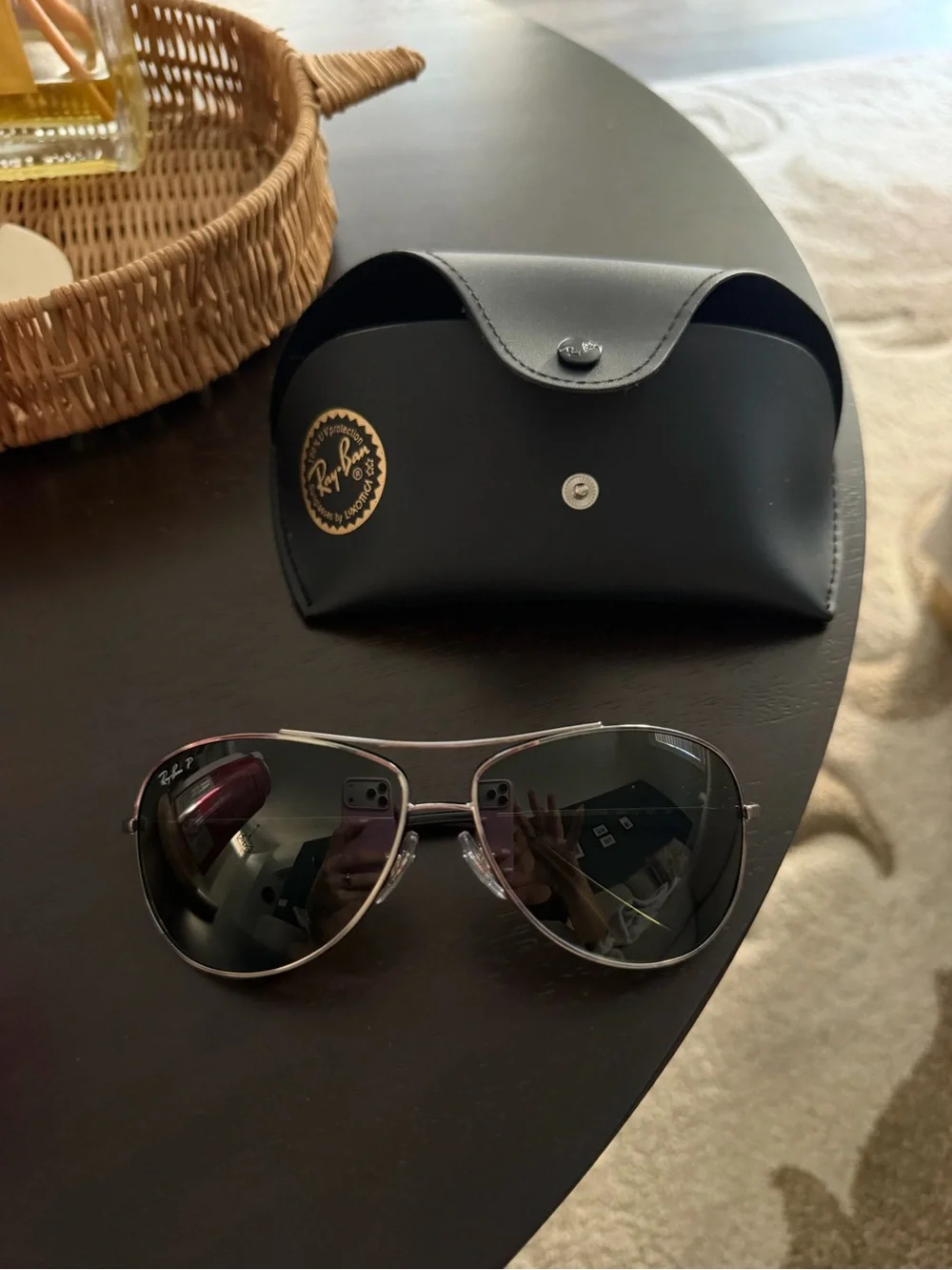 Ray-Ban Men’s Silver Frame Black Lens Aviator Sunglasses